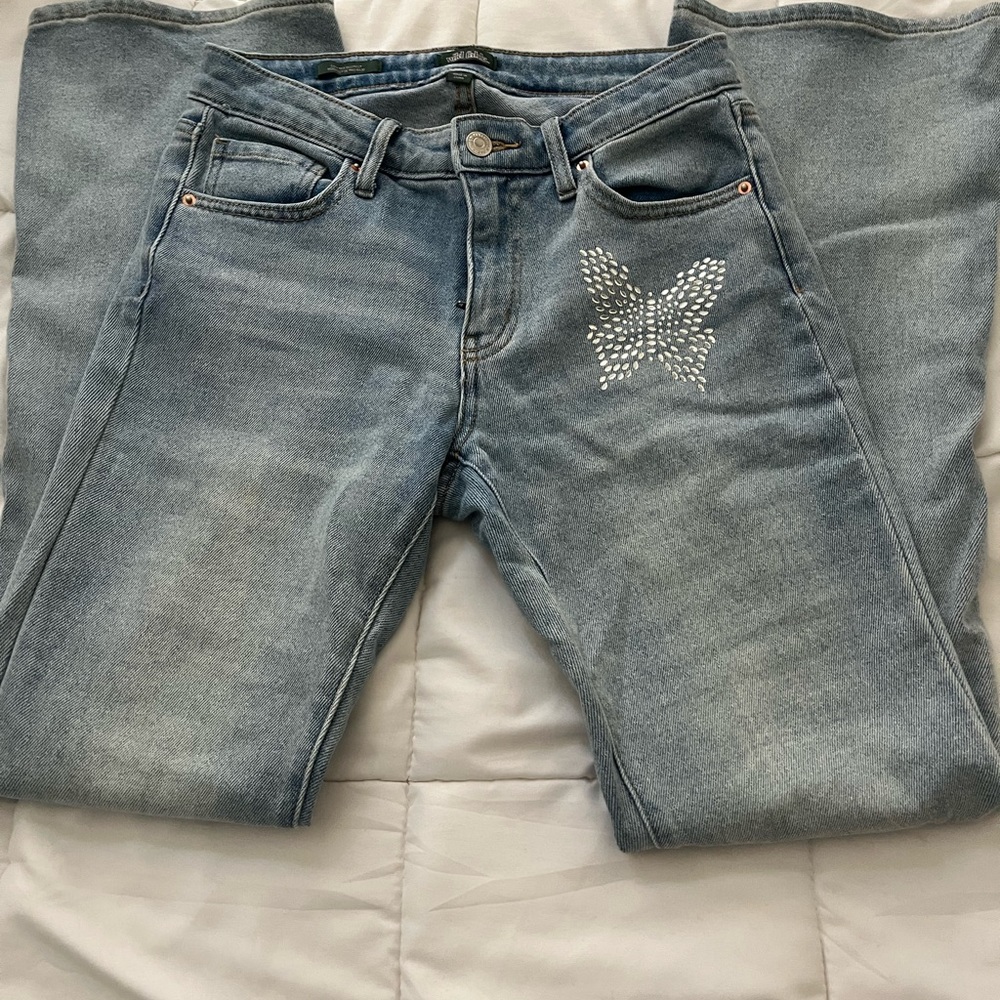 Wild Fable Y2K Butterfly Rhinestone Flare Jeans